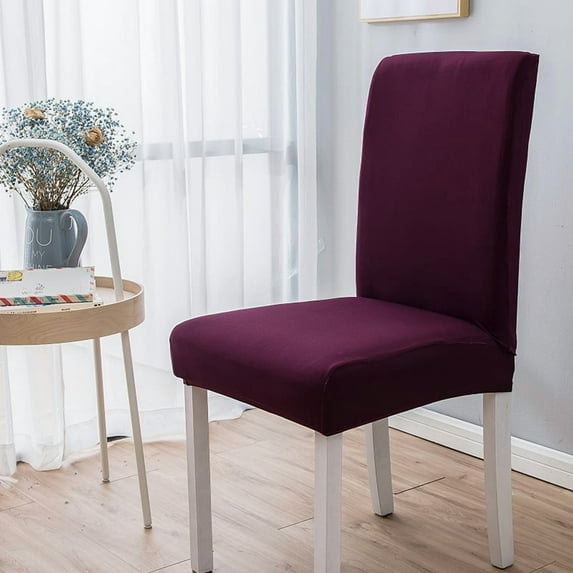 Nvzi Dark Purple dining chair cover, 4-piece universal size - elastic dining chair cover suitable for homes and restaurants, easy to install and clean chair cover
