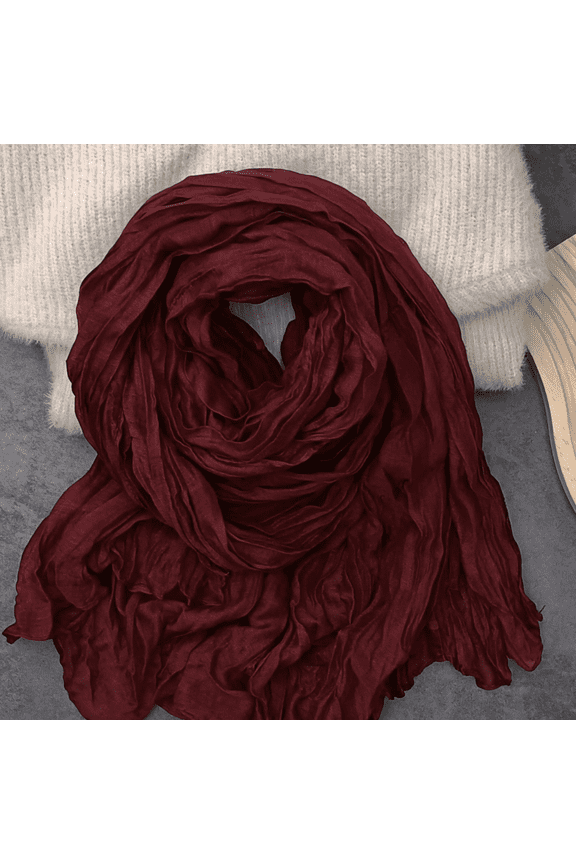 Dark Red Women's Summer Scarf 1 piece, 70.87 35.43 inch beach shawl, long lightweight beach scarf, breathable linen blend, suitable for travel sun protection