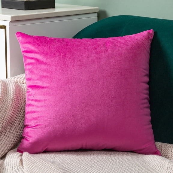Nvzi Decorative Pillow, 18 x 18 inch Dark Pink short plush pillow, plush square pillow, soft sofa pillow for modern farmhouse decoration and autumn home decoration, 1 piece