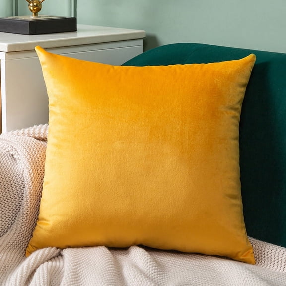 Nvzi Decorative Pillow, 18 x 18 inch Orange short plush pillow, plush square pillow, soft sofa pillow for modern farmhouse decoration and autumn home decoration, 2 pieces