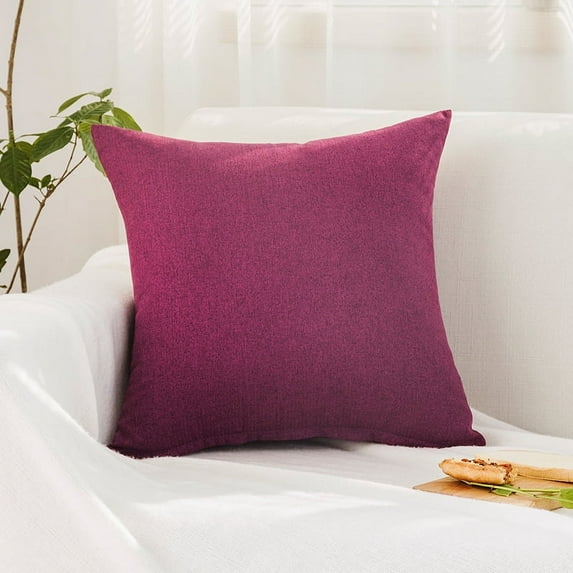 Nvzi Decorative Pillow, 35x55cm Dark purple Plain Throw Pillow, 1 Pcs Accent Pillows for Couch with Linen-Cotton Cover & PP Cotton Filling, Soft Comfortable Cushion for Sofa, Bed, Living Room