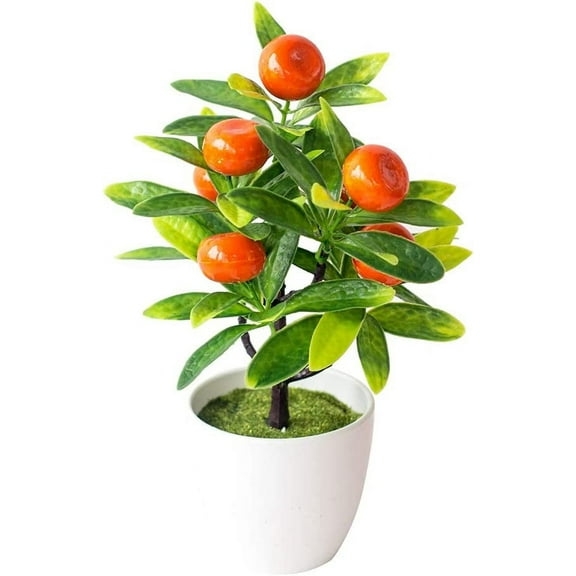 Nvzi Desktop Decor Artificial Potted Fruit Tree Decorative Fake Plant for Office Home Decoration Photograph Props Orange