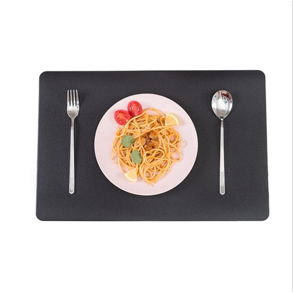 Nvzi Dining Table Mats, 4 Pcs black 30*45CM Faux Leather Placemats for Dining Table, Waterproof & Stain-Resistant, Ideal for Kitchen, Dining Room & Parties