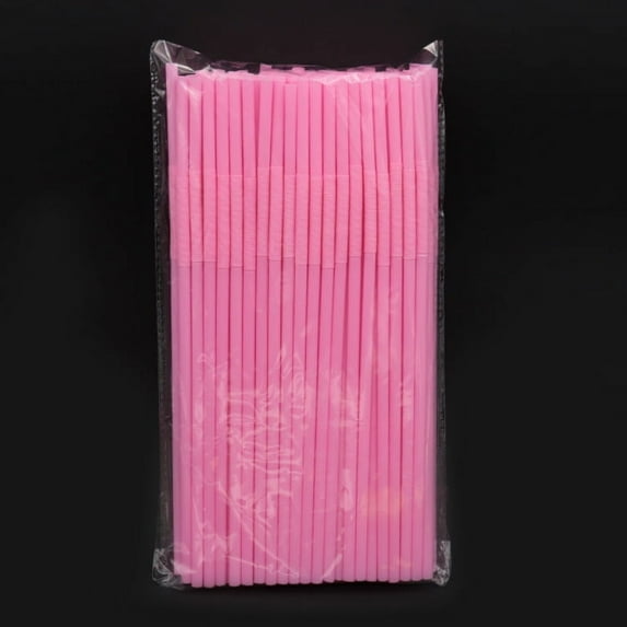 Nvzi Disposable Plastic Flexible Bendable Drinking Straws 100Pcs Straws for Juice Drinks-Pink
