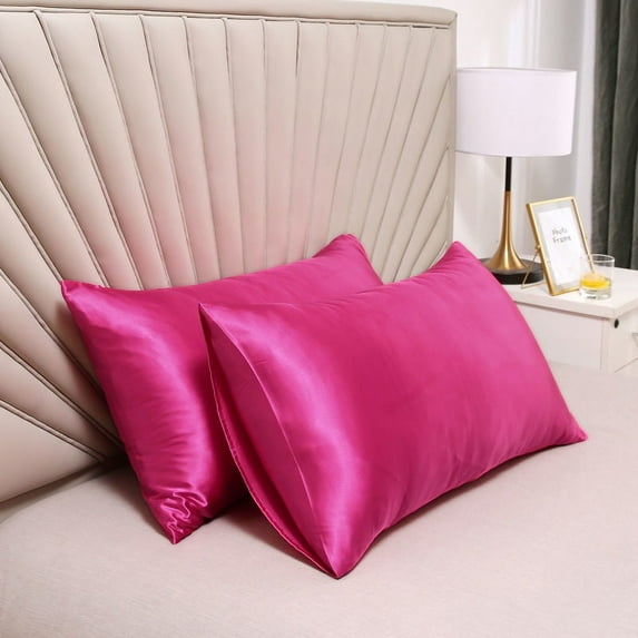 Nvzi Drak PINK Silk Pillow Covers, 1 Pack 20*29in(51*76cm) Decorative Pillow Covers, Soft Satin Throw Pillow Covers, Premium Pillow Cover for Bedroom, Skin friendly &comfortable