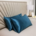 thumbnail image 1 of Nvzi Drak blue Silk Pillow Covers, 4 Pack 18.90*29.13in（48*74cm） Decorative Pillow Covers, Soft Satin Throw Pillow Covers, Premium Pillow Cover for Bedroom, Skin friendly &comfortable, 1 of 3
