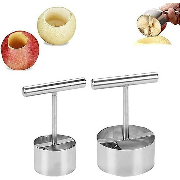 Nvzi Easy Kitchen 304 Stainless Steel Gadgets Best Sellers,Premium Fruit Apple Pears Pineapple Tomato Corer Tool Cupcake Corer Chinese Meal Essential Tool Veggie Drill (S+L)