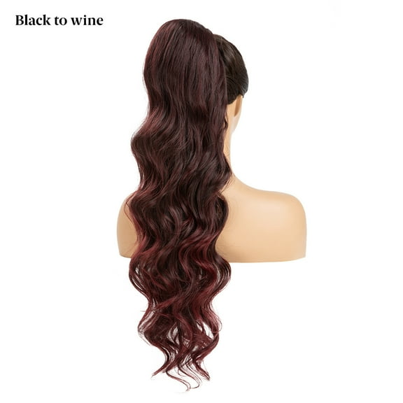 Nvzi Extension Ponytail - 66.04CM Black to wine Wavy Hair Extensions,high-temperature silk Natural-Looking Synthetic Hair Extension, 1 Pcs
