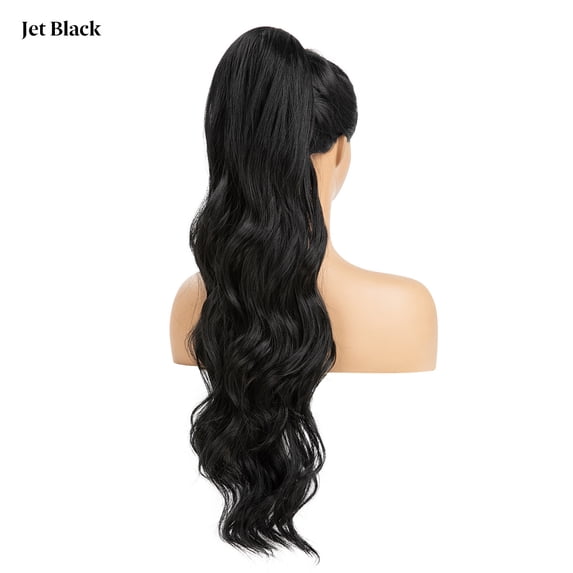 Nvzi Extension Ponytail - 66.04CM Jet Black Wavy Hair Extensions,high-temperature silk Natural-Looking Synthetic Hair Extension, 1 Pcs