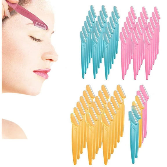 Nvzi Eyebrow Razor for Women, Facial Razor for Women Face Hair Trimmer Face Razor for Women Body Use, Multi Purpose Facial Hair Removal Disposable Blades Eyebrow Shaper Tool 60Pcs
