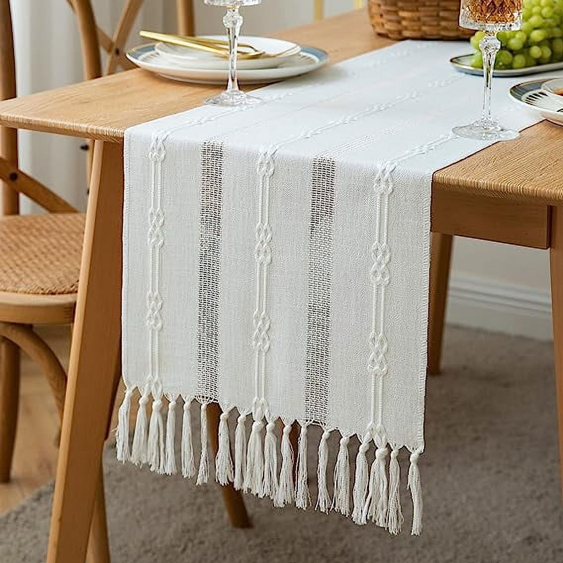 Nvzi Farmhouse Table Runner, Rustic Table Runners 72 Inches Long, Linen ...