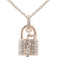 thumbnail image 1 of Nvzi Fashion Key & Lock Necklace Rose Gold Rhinestone Pendant Necklace Charm Chain Jewelry Gift, 1 of 2