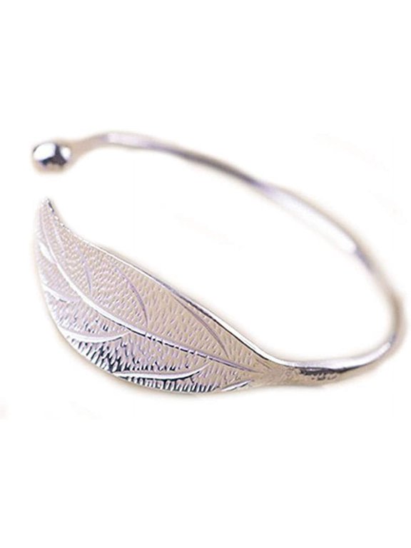 Fashion Trendy Open Leaf Cuff Bracelet Bangles for Women Simple Plant Bracelet Femme Boho Jewelry Birthday Gift