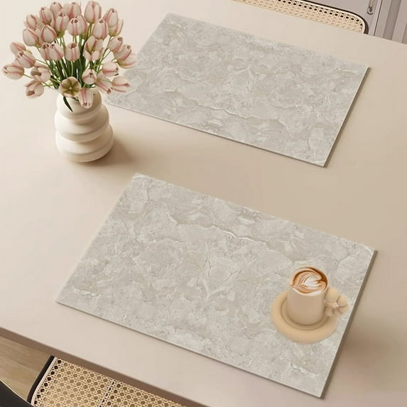 Nvzi Faux Leather Heat Resistant Placemats, Dining Room Table Mats, Protect Surfaces,Non-Slip Washable Table Mats,Kitchen Decor Accessories(Set of 2, Size 23.6*15.7in,O )