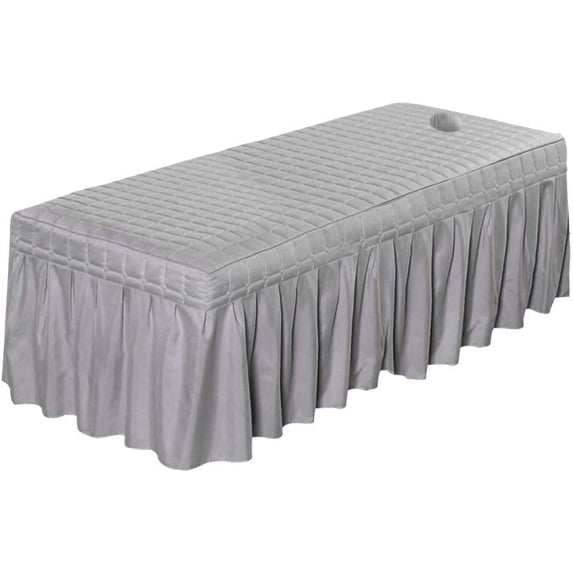 Nvzi Solid Color Massage Table Skirt Beauty Facial Bed Bedding Linen Valance Sheet Cover with 21inch Drop Bedskirt - Gray-185x70cm