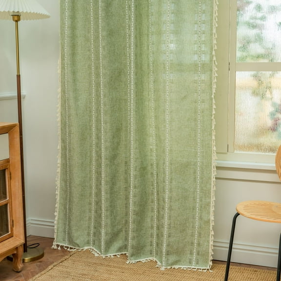 Nvzi Floor Length Rod Pocket Curtains - 1 slice green Curtains for Bedroom, 160*132cm Polyester Curtains, Suitable for Ideal for Privacy & Light Control.Style A