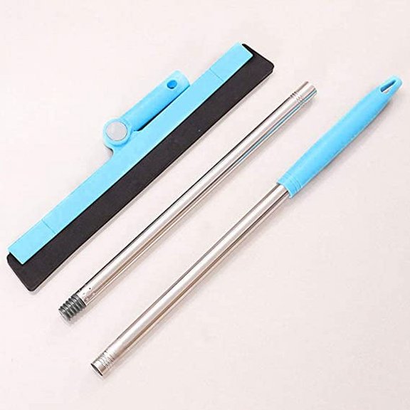 Nvzi Floor Squeegee,3Parts Long Handle Rubber Wiper Clean Scraper Water Squeegee Wet Room Mop Window Squeegee for Garage Bathroom Shower Floor (Blue)