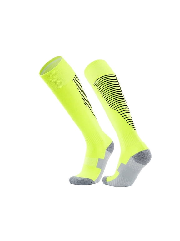 Football Socks, Adult Knee Length Non Slip Football Socks, Long Tube Striped Sports Socks Football Socks for Both Men and Women(Green)