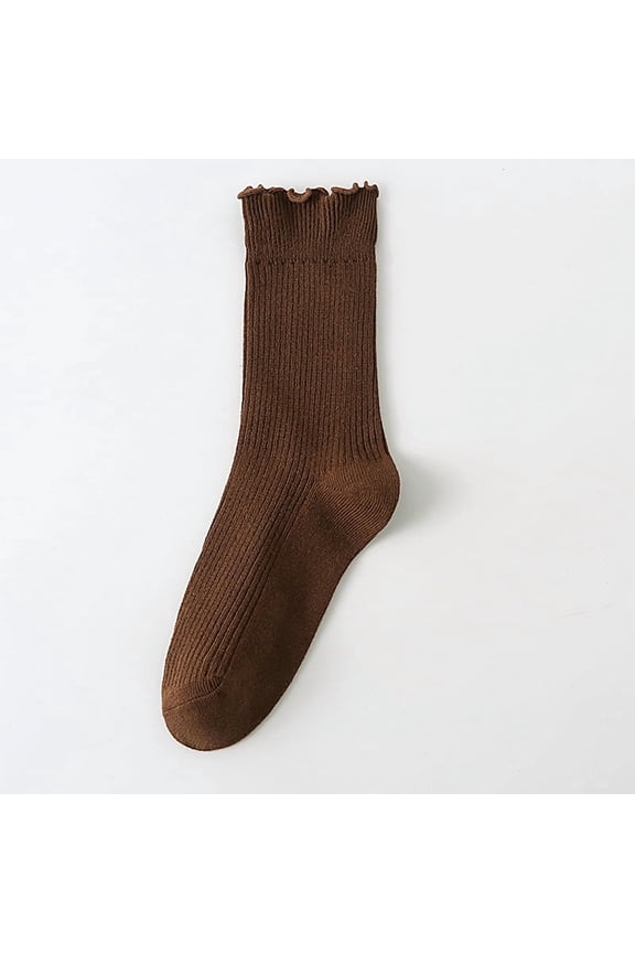 Frill Socks - Coffee color socks, One Size (6 Pairs) , Socks, Cotton Socks, Athletic Socks, Casual Socks, Comfortable Frilly Socks for Daily Wear, Sports & Leisure Soft Breathable Socks