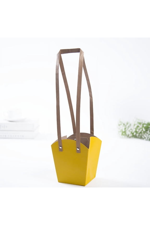 Gifts, flowers, gift boxes, packaging bags, kraft paper tote bags, waterproof bags, potted plant packaging bags, paper flower tote bags (yellow)