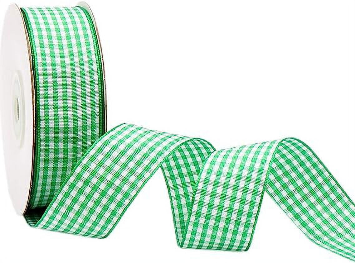 Nvzi Gingham Ribbon Checkered Ribbon 1-Inch Wide Taffeta Plaid Ribbon ...