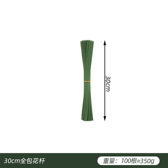 Nvzi Green Craft Flower Stem DIY 100 pieces, 12 inches long, with flexible and sturdy metal core, bendable, DIY giant paper flowers and wedding bouquet preparation materials