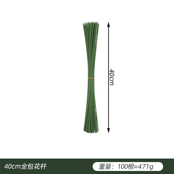 Nvzi Green Craft Flower Stem DIY 200 pieces, 15.7 inches long, with flexible and sturdy metal core, bendable, DIY giant paper flowers and wedding bouquet preparation materials
