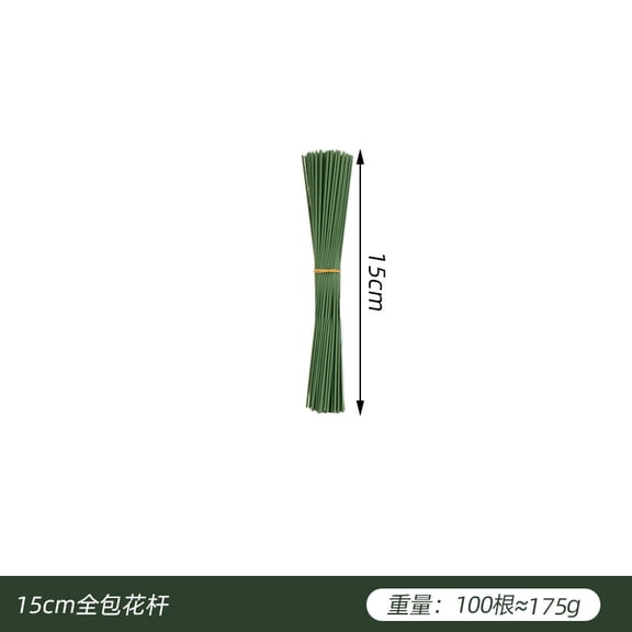 Nvzi Green Craft Flower Stem DIY 200 pieces, 5.9 inches long, with flexible and sturdy metal core, bendable, DIY giant paper flowers and wedding bouquet preparation materials