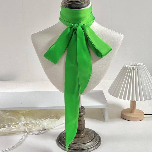 Nvzi Green Satin Scarf 5-piece Set, 79 2-inch Women's Slimming Long Scarf, Multi functional Soft and Smooth, Suitable for Bags, Hair Accessories, Clothing Accessories