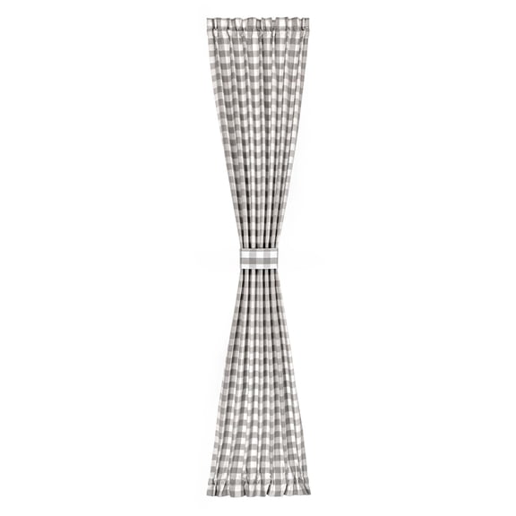 Nvzi Grey and White Buffalo Check Door Window Curtain with Tieback Rod Pocket Farmhouse Sidelight Curtains for Glass Door Patio Front Door, 1 Panel (Grey White,25"x40")