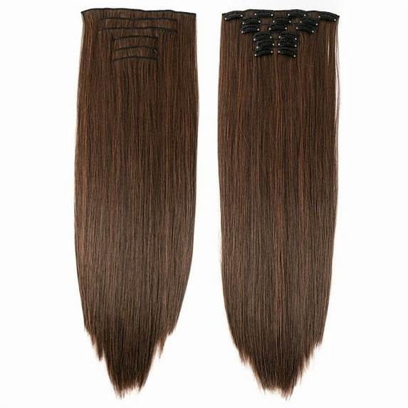 Nvzi Hair Extensions & Wigs - Clip On Hair Pieces, 1 Pcs, Medium Brown, 55.88CM Length, Natural Texture for Women, Easy Clip-In Installation, All-Day Comfort & Durability