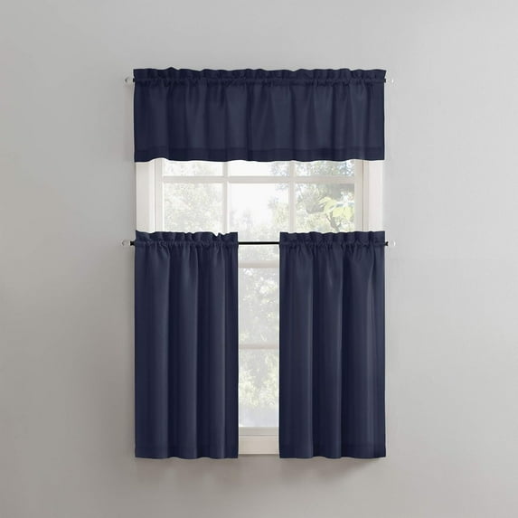 Nvzi Half Window Curtains for Kitchen, 1 slice Dark blue Curtains & Valances, 137*114cm Light Filtering Rod Pocket Curtains for Small Windows, Easy to Install Polyester Curtain