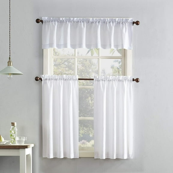 Nvzi Half Window Curtains for Kitchen, 1 slice White Curtains & Valances, 137*61cm Light Filtering Rod Pocket Curtains for Small Windows, Easy to Install Polyester Curtain