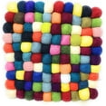 thumbnail image 1 of Xiao Hua Handmade, Colorful, Heat Resistant, Durable Felt Balls Trivet (Pot Mat, Pot Holder for Hot Dishes) - Single Piece (Multi-Color, Square), 1 of 5