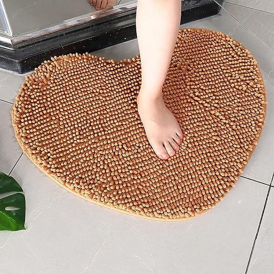 Nvzi Heart Shaped Chenille Bath Rugs Extra Soft and Absorbent Shaggy