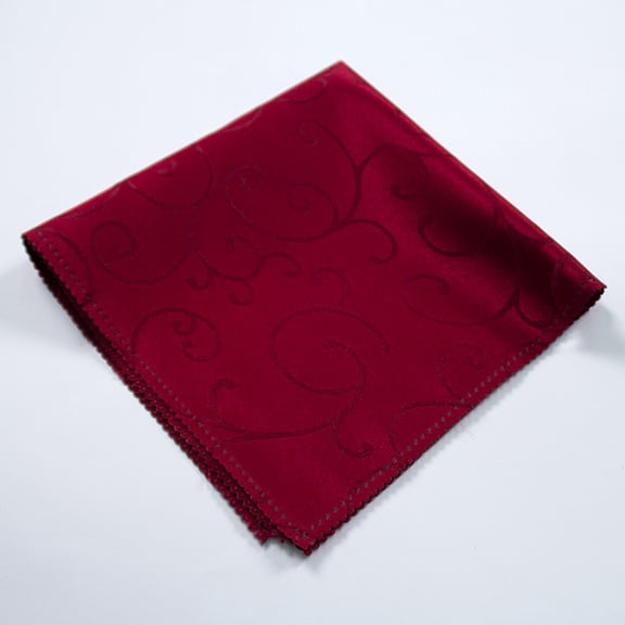 Nvzi Jacquard Fabric Dinner Napkins 48x48cm Wedding Banquet Party Square Cloth Napkins, Elegant Satin-Like Table Napkins, 4-Piece,Style F,Dark Red