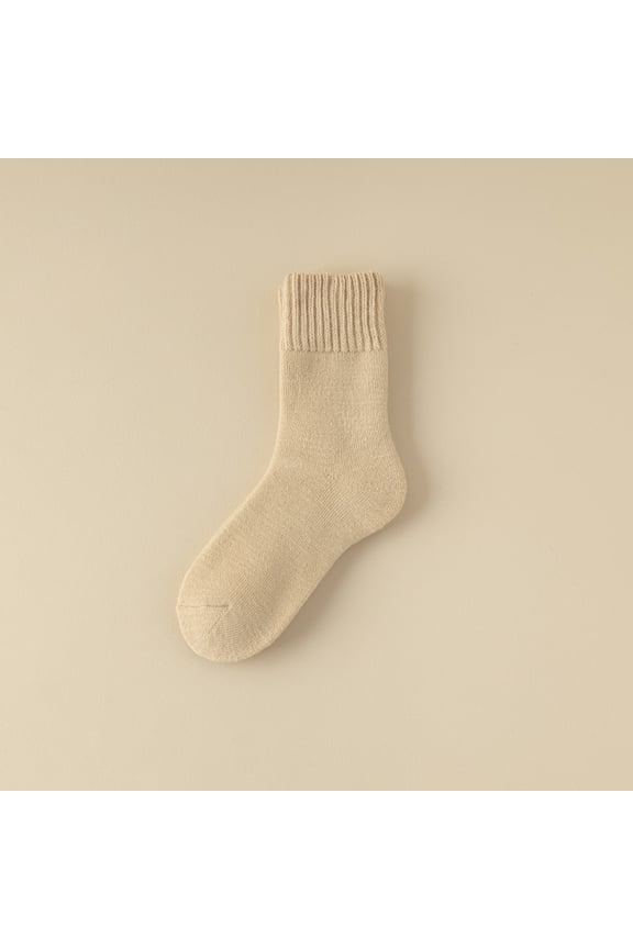 Khaki thick socks -4 pairs, one size fits all winter wool socks, winter warm wool socks, plush inner lining comfortable warm socks