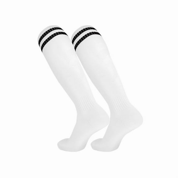 Nvzi Knee Length Sports Socks -White& Black,One Size(6 Pairs) Socks,Athletic High Socks,Sports Socks,Athletic Socks,Suitable for running and playing football ,Breathable Cotton Blend Socks​