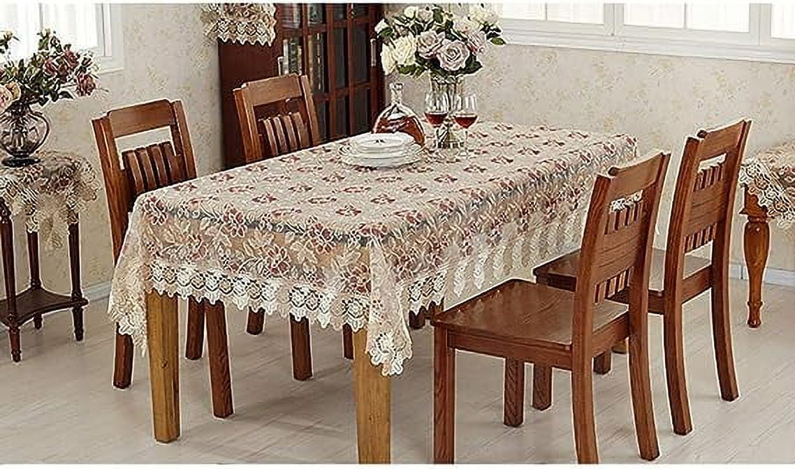 Nvzi Lace Polyester Tablecloth Embroidery Rectangle Table Cloths for