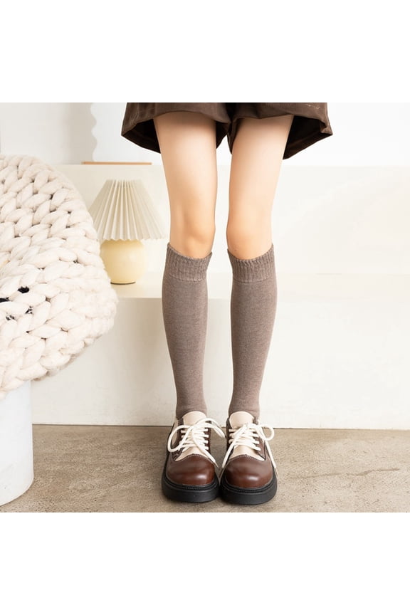 Light Coffee calf socks -2 pairs, one size fits all, suitable for all people. Winter thick calf socks, warm long socks, calf socks for daily wear in cold weather