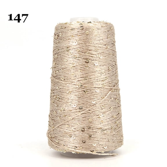Nvzi Light Khaki glitter yarn spool -1 roll, 1.76 ounces/50g glitter yarn, with plastic thread spool, sewing thread, knitting crochet, embroidery, Christmas wedding party decoration