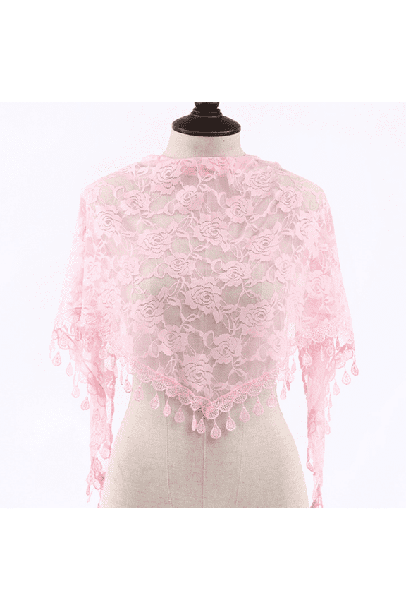 Light Pink Tassel Triangle Lace Headscarf -3 pieces, 55 18 inch Water Drop Tassel Lace Scarf, lightweight and transparent, suitable for wedding daily fashion hair accessories