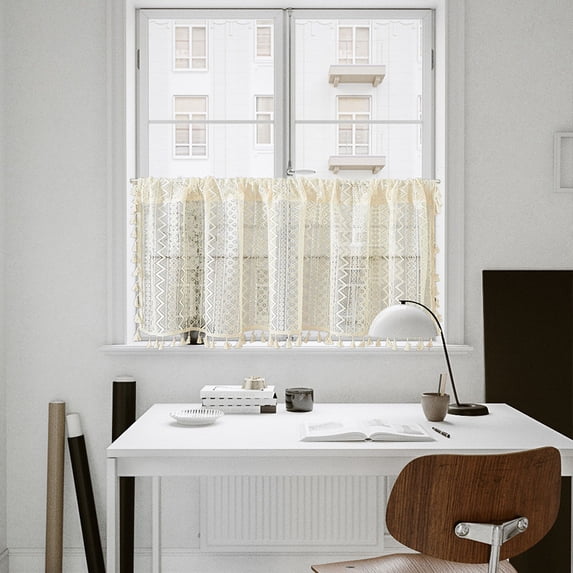 Nvzi Light yellow Half Window Curtains - Cafe Curtains with Rod Pocket, 150*45CM - 2 slice Durable Polyester Fabric for Curtains , Ideal for Kitchen, Dining Room, Small Windows Decor