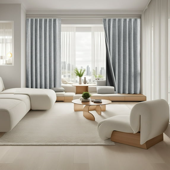 Nvzi Living Room Drapes - Gray Curtains 132*130CM, 1 slice, Polyester Grommet Curtains, Blackout Thermal Insulated Curtains for Living Room & Bedroom, for Home Decor