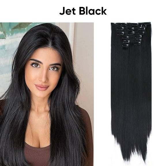 Nvzi Long Hair Extensions 55cm/22in Jet Black - 1 Pcs Matte High-Temperature Fiber Hair Extensions, Perfect for Ideal for Women's Hairstyle Enhancement
