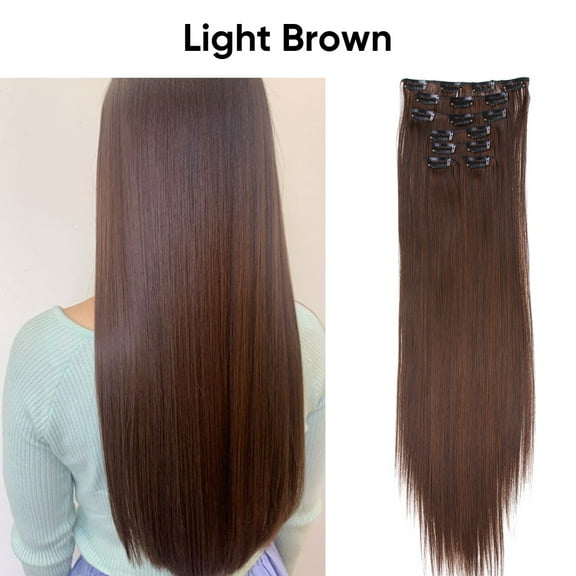 Nvzi Long Hair Extensions 55cm/22in Light Brown - 1 Pcs Matte High-Temperature Fiber Hair Extensions, Perfect for Ideal for Women's Hairstyle Enhancement