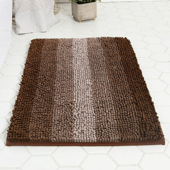 Nvzi Luxury Bathroom Rug Mat, Extra Soft and Absorbent Microfiber Bath Rugs, Non-Slip Plush Shaggy Bath Carpet, Machine Wash Dry, Bath Mats for Bathroom Floor,（Gradient dark brown）