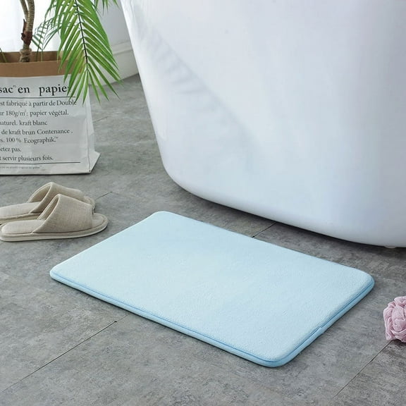 Nvzi Luxury Bathroom Rug Mat, Extra Soft and Absorbent Microfiber Bath Rugs, Non-Slip Plush Shaggy Bath Carpet, Machine Wash Dry, Bath Mats for Bathroom Floor,Memory sponge (rectangular blue)
