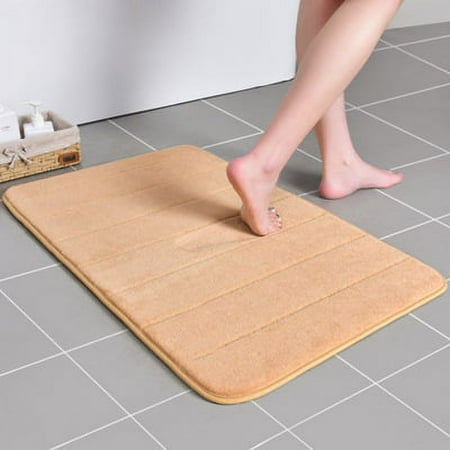 Nvzi Luxury Bathroom Rug Mat, Extra Soft and Absorbent Microfiber Bath Rugs, Non-Slip Plush Shaggy Bath Carpet, Machine Wash Dry, Bath Mats for Bathroom Floor,Stripe - Light Brown