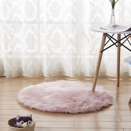 Nvzi Luxury Bathroom Rug Mat, Extra Soft and Absorbent Microfiber Bath Rugs, Non-Slip Plush Shaggy Bath Carpet, Machine Wash Dry, Bath Mats for Bathroom Floor,Circular- Light Pink